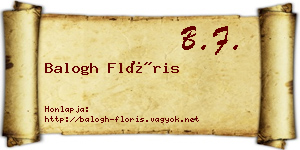 Balogh Flóris névjegykártya